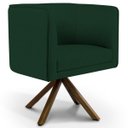 Ver imagem 1 de Poltrona Decorativa Sala de Estar Giratória Base Giromad Madeira Betina B-303 Veludo Verde Musgo