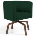 Ver imagem 1 de Poltrona Decorativa Sala de Estar Giratória Base Ka Madeira Betina B-303 Veludo Verde Musgo - Domi
