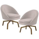 Ver imagem 1 de Kit 2 Poltronas Decorativas Giratórias Base Ka Madeira Rafa B-309 Veludo Bege - Domi