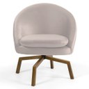 Ver imagem 2 de Kit 2 Poltronas Decorativas Giratórias Base Ka Madeira Rafa B-309 Veludo Bege - Domi