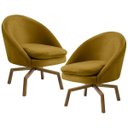 Ver imagem 1 de Kit 2 Poltronas Decorativas Giratórias Base Ka Madeira Rafa B-279 Veludo Mostarda - Domi