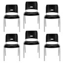 Ver imagem 1 de Kit 6 Cadeiras Escritório Fixa Empilhável Hotel Auditório Elo Preto/Aluminio