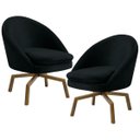 Ver imagem 1 de Kit 2 Poltronas Decorativas Giratórias Base Ka Madeira Rafa B-300 Veludo Preto - Domi