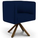Ver imagem 1 de Poltrona Decorativa Sala de Estar Giratória Base Giromad Madeira Betina B-304 Veludo Azul Marinho
