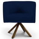 Ver imagem 2 de Poltrona Decorativa Sala de Estar Giratória Base Giromad Madeira Betina B-304 Veludo Azul Marinho