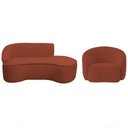 Ver imagem 2 de Kit Divã Recamier Orgânico Marrocos 160cm Lado Direito e 1 Poltronas Amore Bouclé Terracota