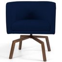 Ver imagem 2 de Poltrona Decorativa Sala de Estar Giratória Base Ka Madeira Betina B-304 Veludo Azul Marinho -
