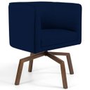 Ver imagem 1 de Poltrona Decorativa Sala de Estar Giratória Base Ka Madeira Betina B-304 Veludo Azul Marinho -