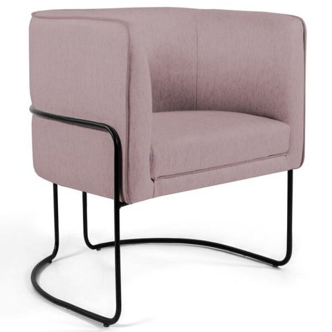 Poltrona Decorativa Sala de Estar Base Aço Betina B-305 Veludo Rosê - Domi