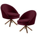 Ver imagem 1 de Kit 2 Poltronas Decorativas Giratórias Base Giromad Madeira Rafa B-278 Veludo Marsala - Domi