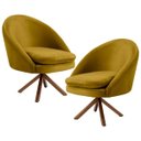 Ver imagem 1 de Kit 2 Poltronas Decorativas Giratórias Base Giromad Madeira Rafa B-279 Veludo Mostarda - Domi