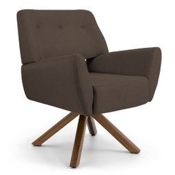 Poltrona Decorativa Sala de Estar Melli Base Giromad Giratória B-261 Veludo Marrom - Domi - 1
