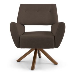 Poltrona Decorativa Sala de Estar Melli Base Giromad Giratória B-261 Veludo Marrom - Domi - 2