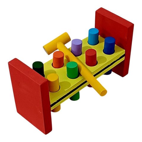 Bate Pinos 8 Peças Educativos Pedagógicos Brinquedos em Madeira Jogos Divertidos Socialização Divers