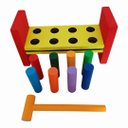 Ver imagem 2 de Bate Pinos 8 Peças Educativos Pedagógicos Brinquedos em Madeira Jogos Divertidos Socialização Divers