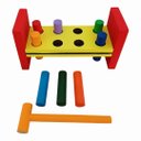 Ver imagem 3 de Bate Pinos 8 Peças Educativos Pedagógicos Brinquedos em Madeira Jogos Divertidos Socialização Divers