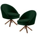 Ver imagem 1 de Kit 2 Poltronas Decorativas Giratórias Base Giromad Madeira Rafa B-303 Veludo Verde Musgo - Domi