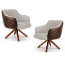 Ver imagem 1 de Kit 2 Poltronas Decorativas Jade Base Giromad C-107 Corano Tressê Linho Bege - Domi