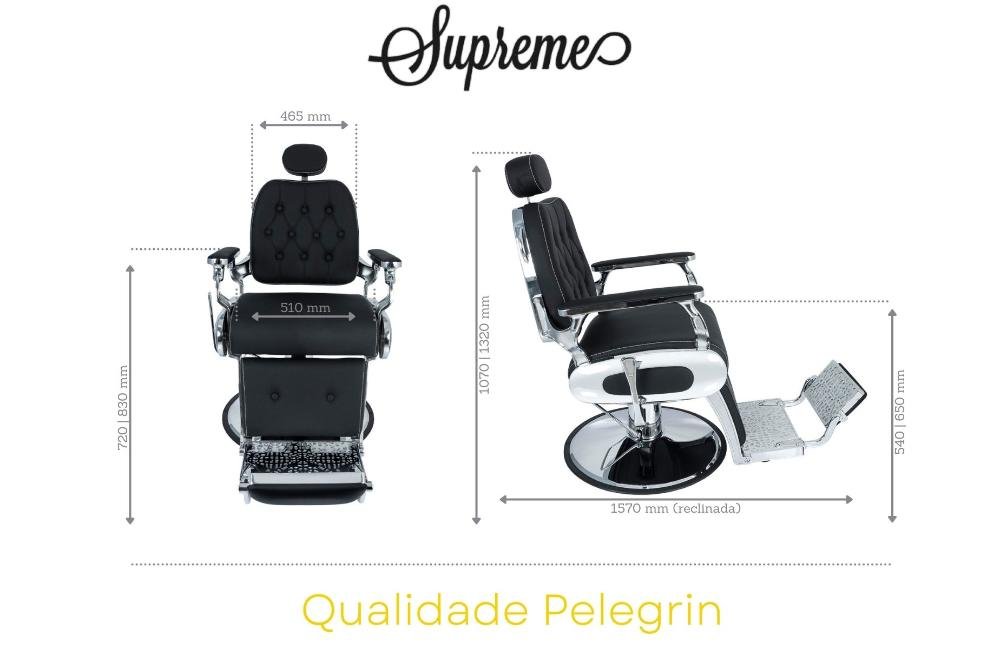 Cadeira Hidráulica Reclinável Barbeiro Salão Pelegrin PEL-002A Preto - 2