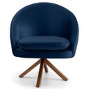 Ver imagem 2 de Kit 2 Poltronas Decorativas Giratórias Base Giromad Madeira Rafa B-304 Veludo Azul Marinho - Domi