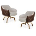 Ver imagem 1 de Kit 2 Poltronas Decorativas Jade Base Ka Giratória C-107 Corano Tressê Linho Bege - Domi