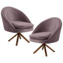 Ver imagem 1 de Kit 2 Poltronas Decorativas Giratórias Base Giromad Madeira Rafa B-305 Veludo Rosê - Domi
