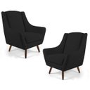 Ver imagem 6 de Kit 2 Poltronas Decorativas Juliet Pés de Madeira B-300 Veludo Preto - Domi
