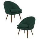 Ver imagem 1 de Kit 2 Poltronas Decorativas Pés Palito Rafa C-117 Linho Verde - Domi