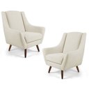 Ver imagem 1 de Kit 2 Poltronas Decorativas Juliet Pés de Madeira B-309 Veludo Bege - Domi