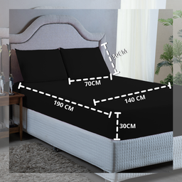 Kit Lençol Casal 400 Fios Poliéster 3 Peças Jogo Forro de Cama Box Extra Macio:preto - 3