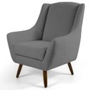 Ver imagem 2 de Kit 2 Poltronas Decorativas Juliet Pés de Madeira B-317 Veludo Cinza - Domi