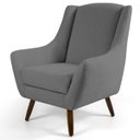 Ver imagem 4 de Kit 2 Poltronas Decorativas Juliet Pés de Madeira C-416 Linho Cinza Escuro - Domi