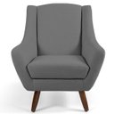 Ver imagem 5 de Kit 2 Poltronas Decorativas Juliet Pés de Madeira C-416 Linho Cinza Escuro - Domi