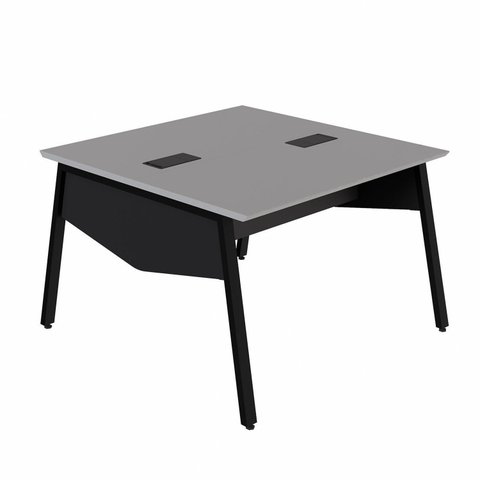 Plataforma de Trabalho para 2 Pessoas com Caixa de Tomadas 120cm Industrial Executive Cinza Sagrado e Preto