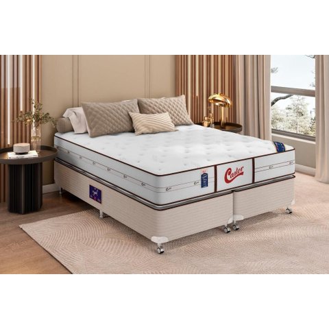 Cama Box + Colchão Castor Queen Vitagel Classic Double Face Pocket 158x198x63cm