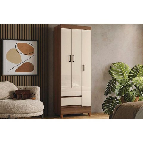 Guarda Roupa 3 Portas 3 Ptas c/Pés Fit Off White - S. Andirá