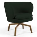 Ver imagem 1 de Poltrona Decorativa Sala de Estar Melissa Base Ka Giratória Castanho B-303 Veludo Verde Musgo -