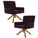 Ver imagem 1 de Kit 2 Poltronas Decorativas Giratórias Base Giromad Madeira Angel B-292 Veludo Uva - Domi