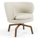 Ver imagem 1 de Poltrona Decorativa Sala de Estar Melissa Base Ka Giratória Castanho B-309 Veludo Bege - Domi