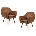 Ver imagem 1 de Kit 2 Poltronas Decorativas Dani Pés Palito Madeira B-14 Corano Tressê Marrom - Domi