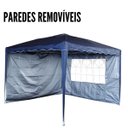 Ver imagem 4 de Tenda Gazebo Articulada 3x3 M com 2 Paredes Azul Alumínio Barraca Praia Camping Sanfonada Bolsa Impo