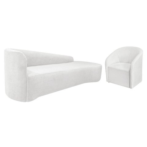 Kit Sofá Curvo França 180cm Ld. e Poltrona Luiza Max Conforto, Bouclé Branco
