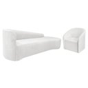 Ver imagem 1 de Kit Sofá Curvo França 180cm Ld. e Poltrona Luiza Max Conforto, Bouclé Branco