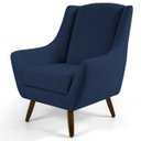 Ver imagem 1 de Poltrona Decorativa Sala de Estar Juliet Pés de Madeira B-304 Veludo Azul Marinho - Domi