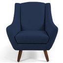 Ver imagem 2 de Poltrona Decorativa Sala de Estar Juliet Pés de Madeira B-304 Veludo Azul Marinho - Domi