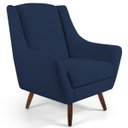 Ver imagem 3 de Poltrona Decorativa Sala de Estar Juliet Pés de Madeira B-304 Veludo Azul Marinho - Domi