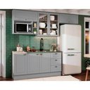 Ver imagem 1 de Cozinha Modulada Henn Americana 7 Peças (4aéreos+2balcões+1complemento) S/pia Cz140 Cinza-henn