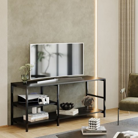 Rack Estilo Industrial Brooklin 115 para TV 40 Polegadas Preto