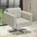 Ver imagem 2 de Kit 2 Poltronas Decorativas Sala de Estar Base Cromada Giratória Ana Suede Bege - Ibiza