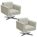 Ver imagem 1 de Kit 2 Poltronas Decorativas Sala de Estar Base Cromada Giratória Ana Suede Bege - Ibiza